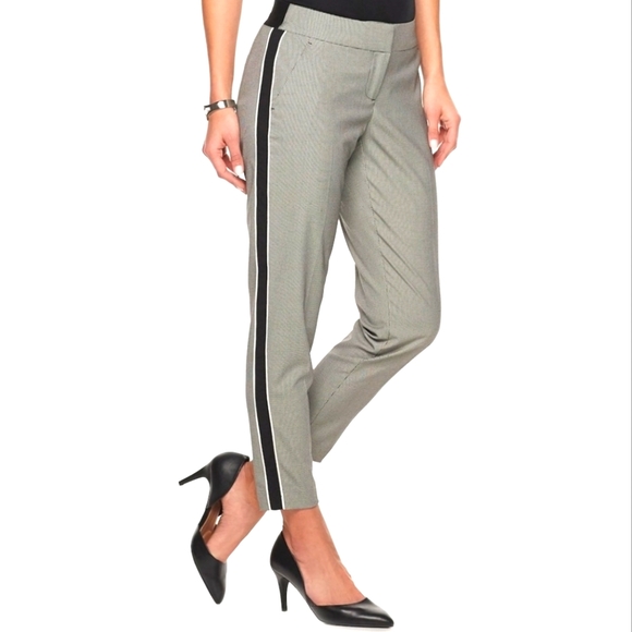 New Houndstooth Side Striped Black Ankle Pants Small - Picture 1 of 7